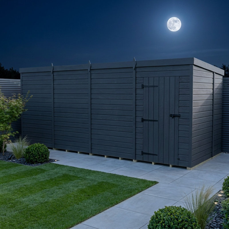 Total Sheds 17ft x 7ft Composite Pent Garden Shed - Single Door - No Windows - EPDM Rubber Roof - UK Manufactured