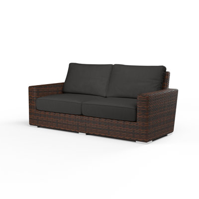 75'' High-Density Polyethylene (HDPE) Wicker Outdoor Loveseat with Sunbrella® Cushions