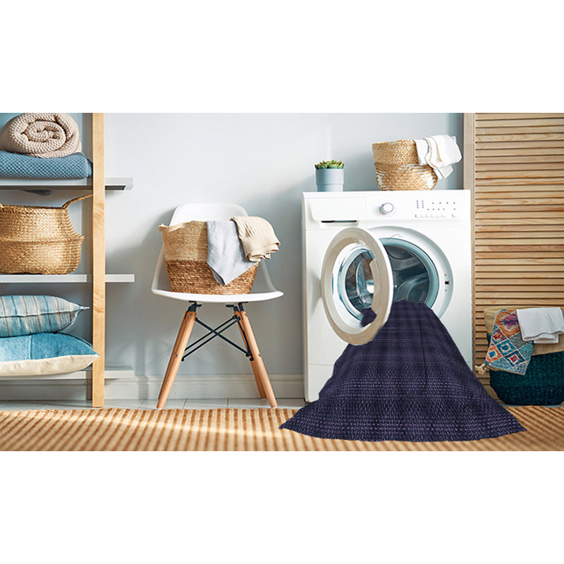 Tapis 100% à motifs lavables à la machine 2989 WSHPAT3736BLU, Carré de 6 pi