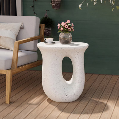 Tables de patio portatives, aspect travertin MGO, extérieur compact et moderne