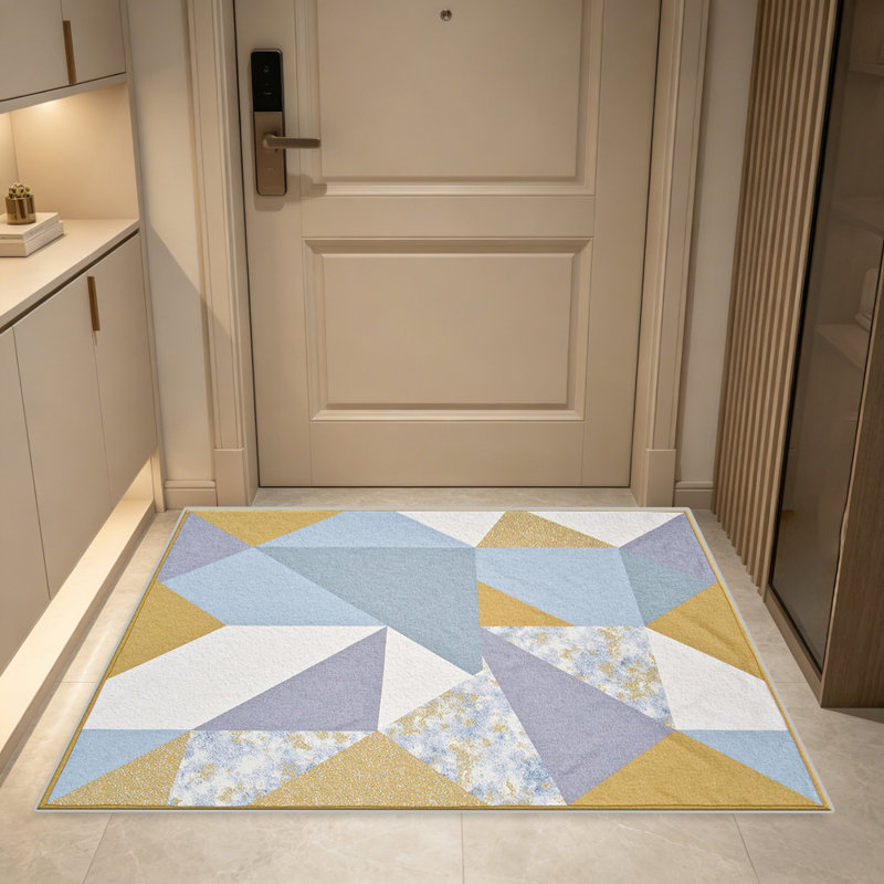 Blue Mustard Geometric carpet-easy to clean, machine-washable, soft and comfortable; suitable for door mats, kitchens, living rooms, bedrooms, corridors, and laundry areas. Easy to clean, durable carpet for home decoration.