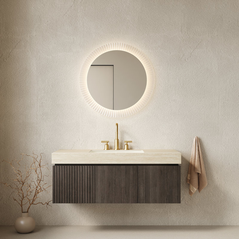 Ensemble de meuble-lavabo moderne 48 po, armoire en contreplaqué et lavabo en céramique avec rangement
