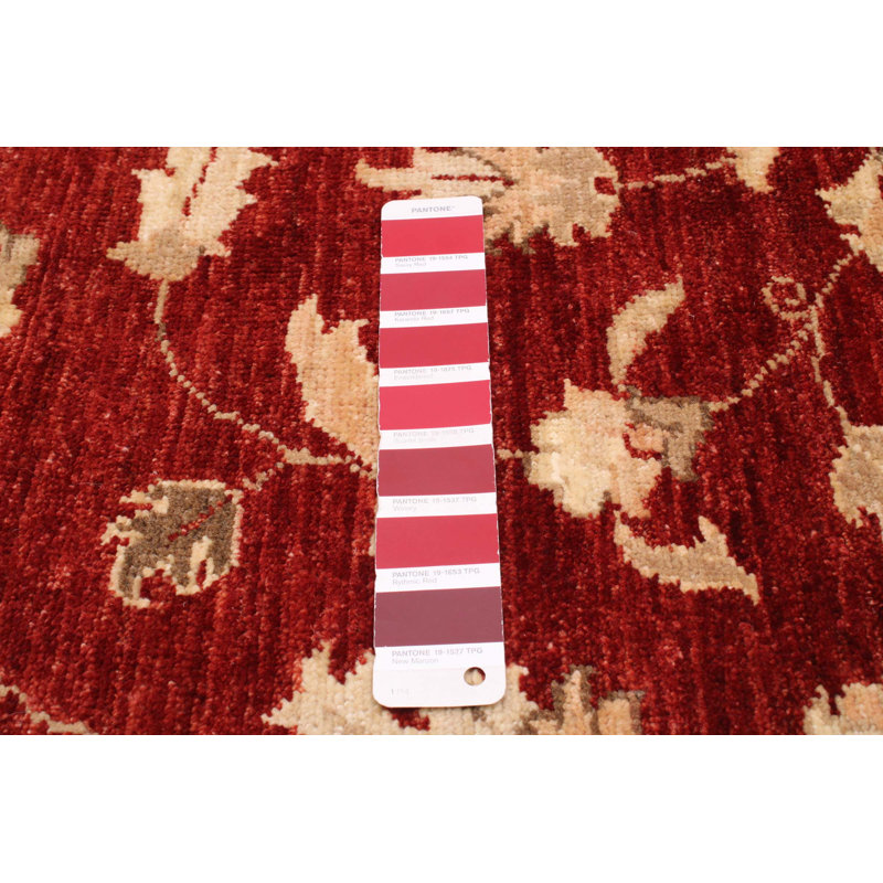Tapis rouge foncé en laine noué à la main de conception unique 7 pi 9 po x 9 pi 5 po 7 pi 9 po Chobi Finest