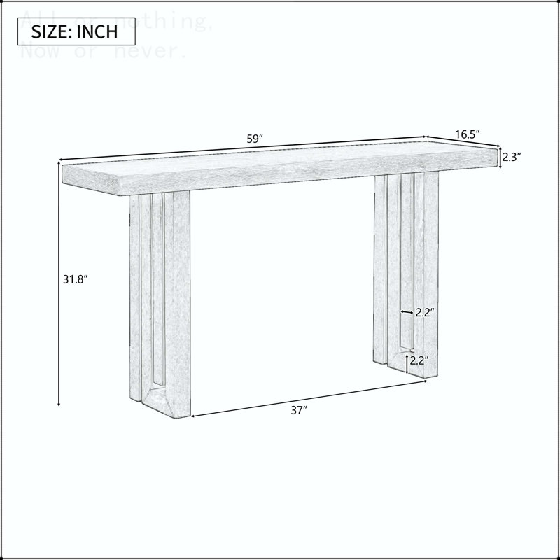 Uniquely Designed Oak Veneer Console Table with Distinctive Side Shapes, Navy Blue