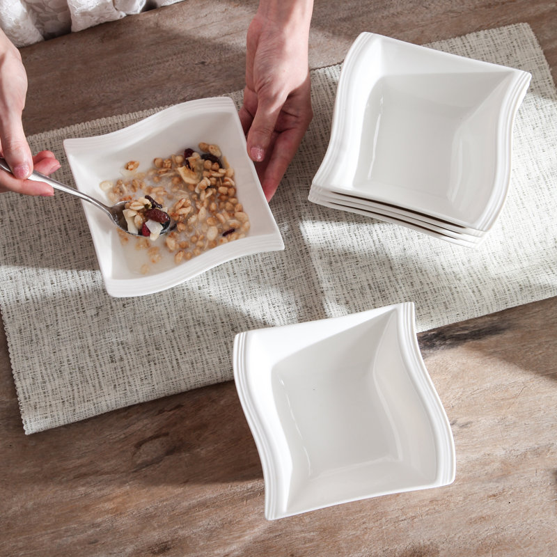 Color 6-Piece China Porcelain 350Ml Cereal Bowl, Dining Bowl, Service For 6, Ivory White