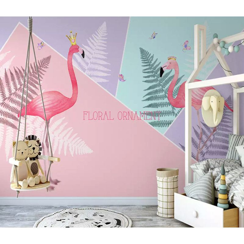 Papier peint amovible exotique Flamingo, L 114 po x l 204 po