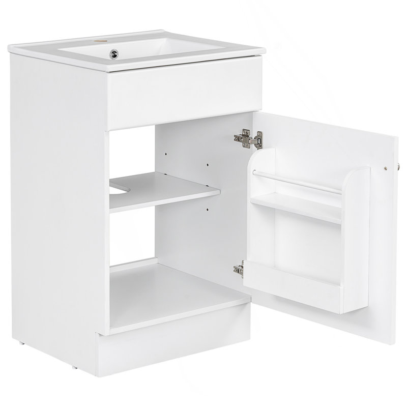 Meuble-lavabo de 20 pouces avec lavabo, armoire en panneau de fibres à densité moyenne durable, tablette réglable et porte à fermeture en douceur pour les salles de bain modernes