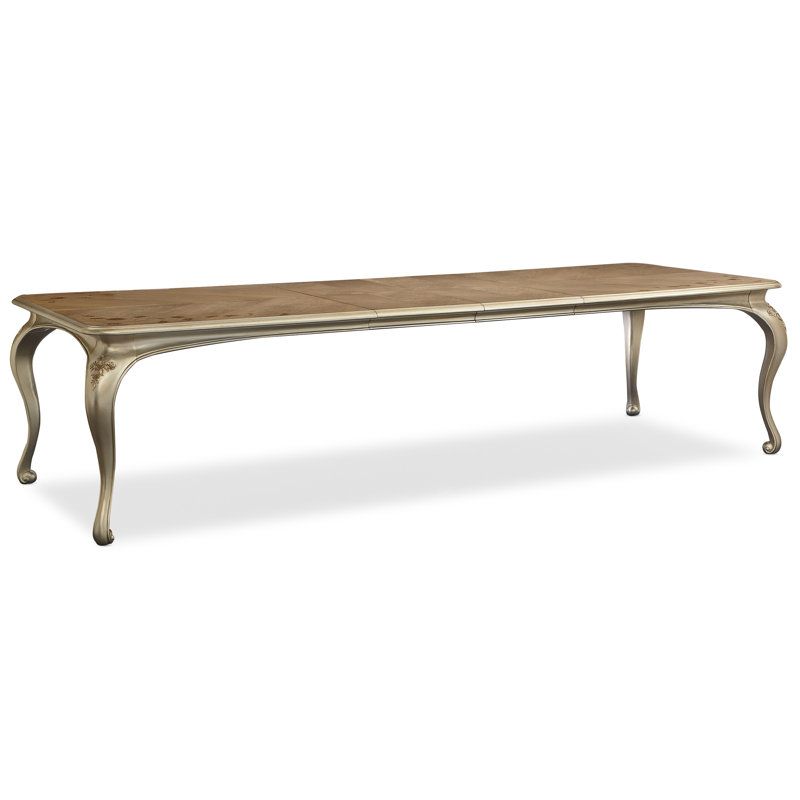 Fontainebleau Rectangular Brown and Gold Extendable Dining Table
