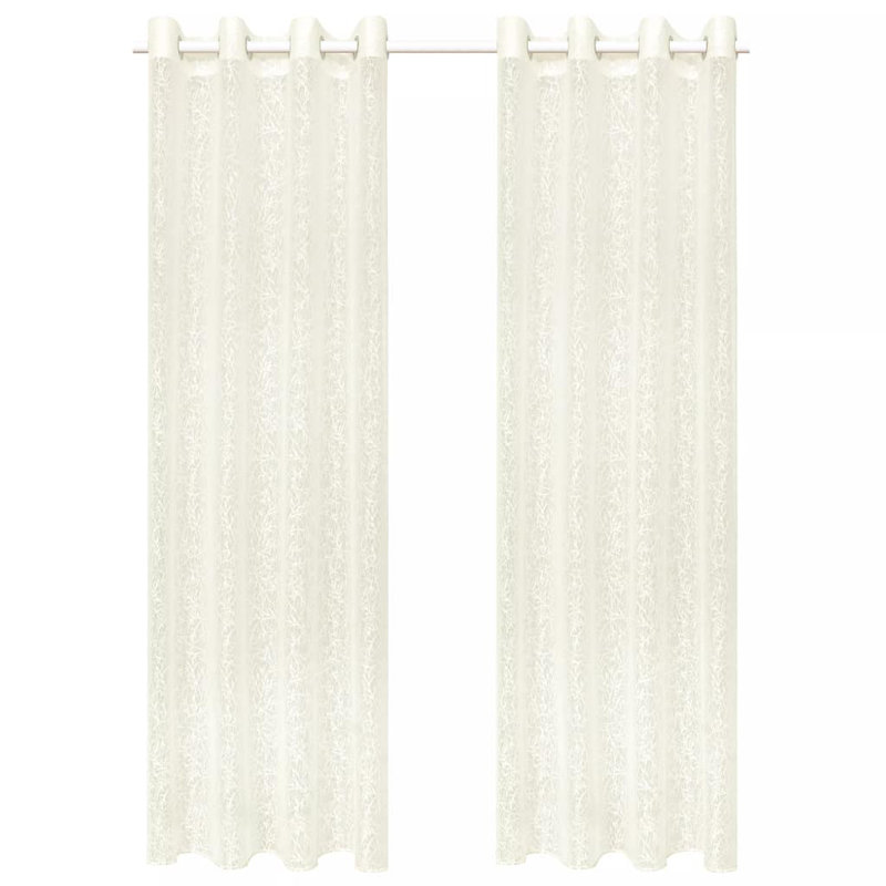 Dowell Semi Sheer Curtain Pair, Branches Cream, Width 140cm x Drop 245cm