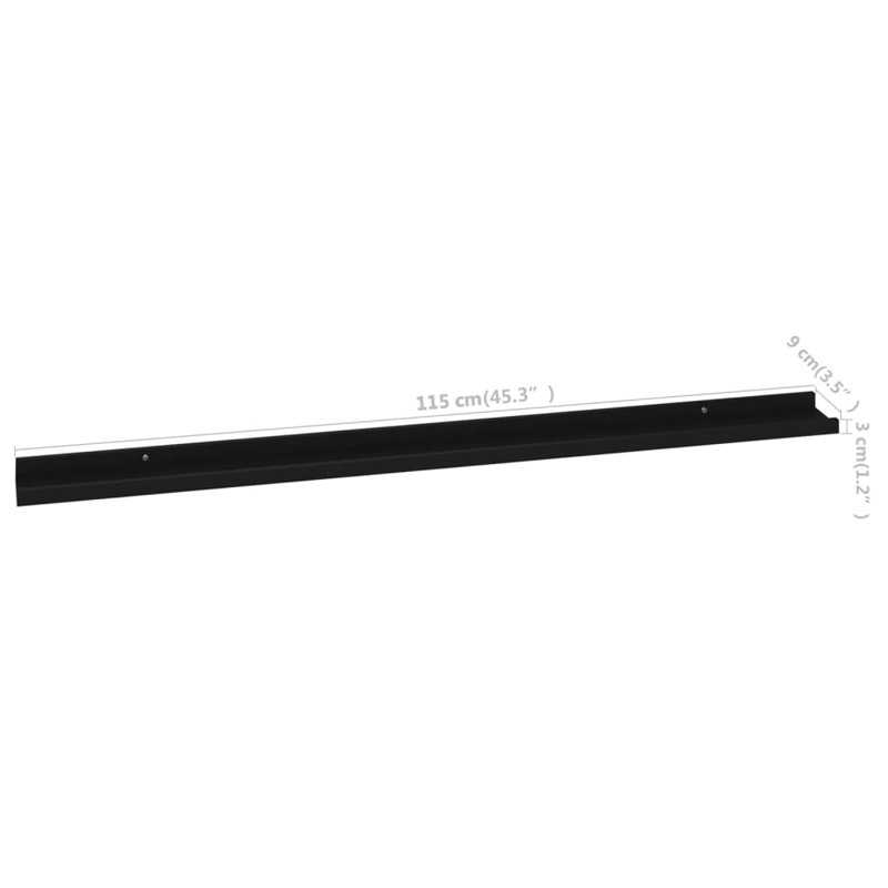 Wall Shelf Floating Shelf Wall Mounted Display Shelf for Photo Frame, 1.2" H x 45.3" W x 3.5" D, Black