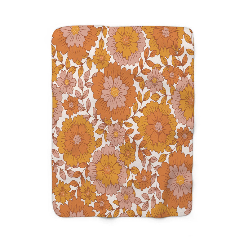 Aztec Orange Charm - 1 pièce Sherpa Premium, Lit simple