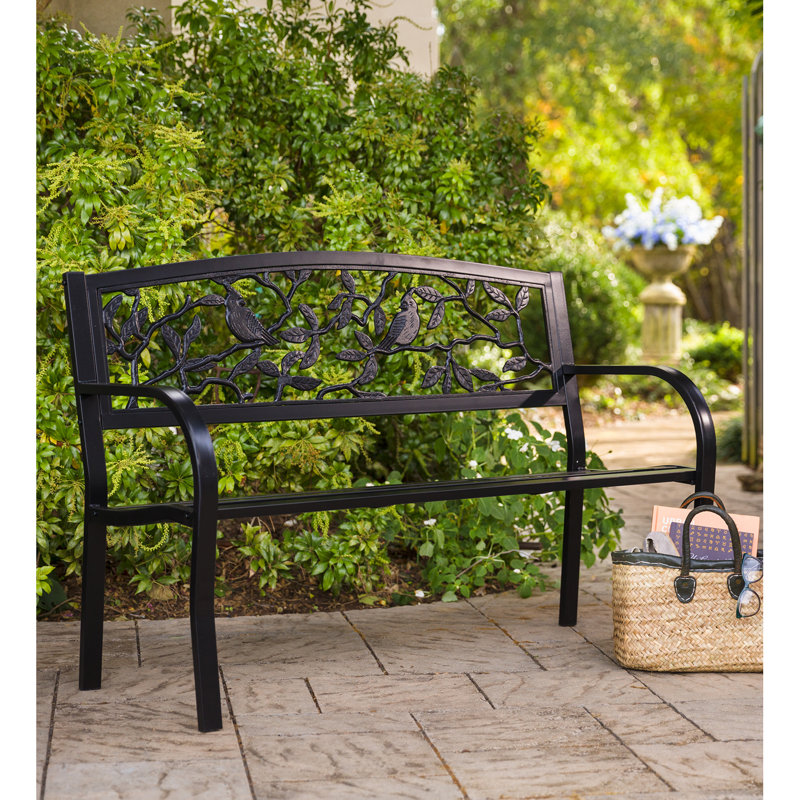 Banc de jardin en métal Araneli Cardinals, Noir