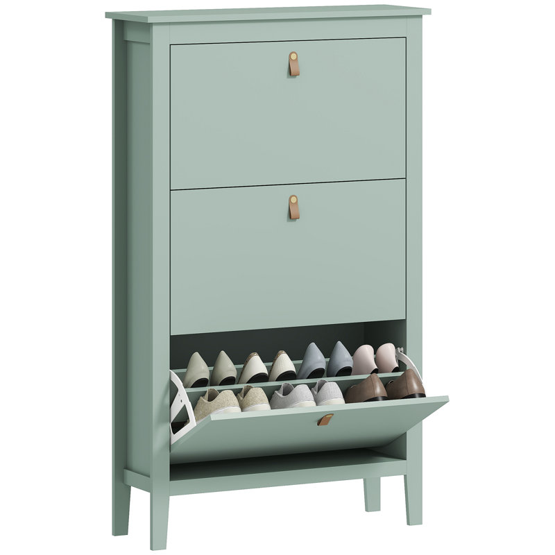 21 Pair Shoe Storage Cabinet, Green
