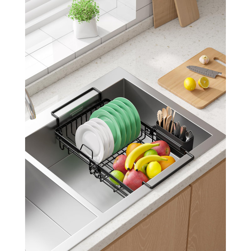 Expandable in-Sink or Over-Sink Dish Drying Rack (Black)