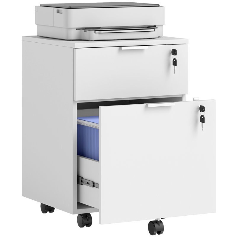 42cm Wide 2 -Drawer File Cabinet, White/White