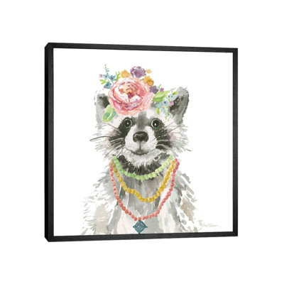 Glamour Girls: Raccoon 1 Piece Wall Art on Canvas