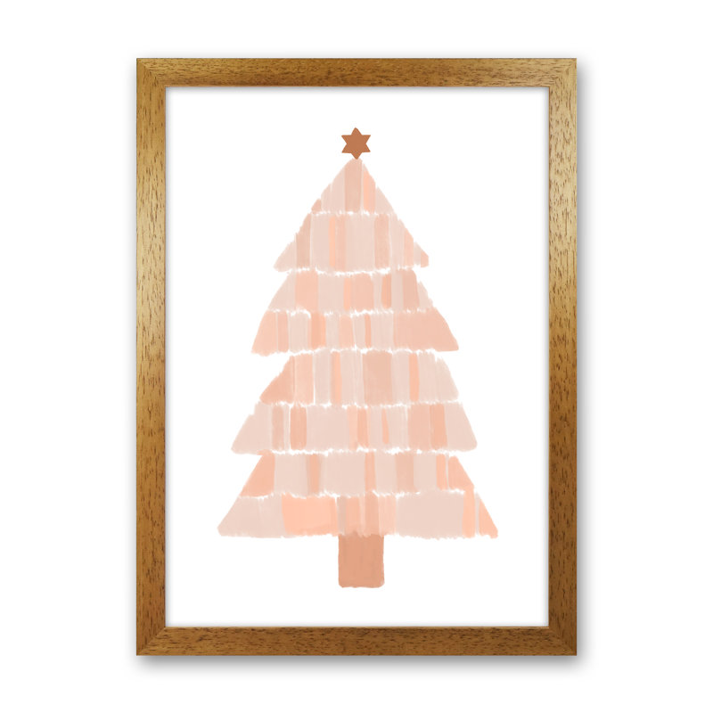 Christmas Tree Painting - Print, Brown Framed, 34cm H x 25cm W x 3cm D