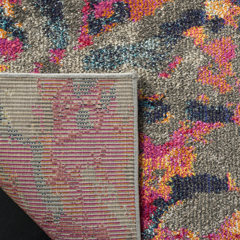 Hertzler Southwestern Blue/Orange Area Rug, Rectangle 5'1" x 7'7"