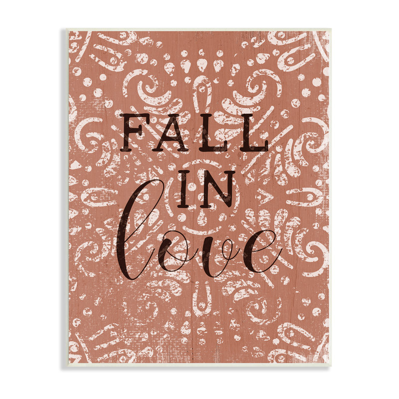 «Fall In Love», phrase romantique, motif fractal rétro par Daphne Polselli - impression, Plaque murale, H 15 po x l 10 po