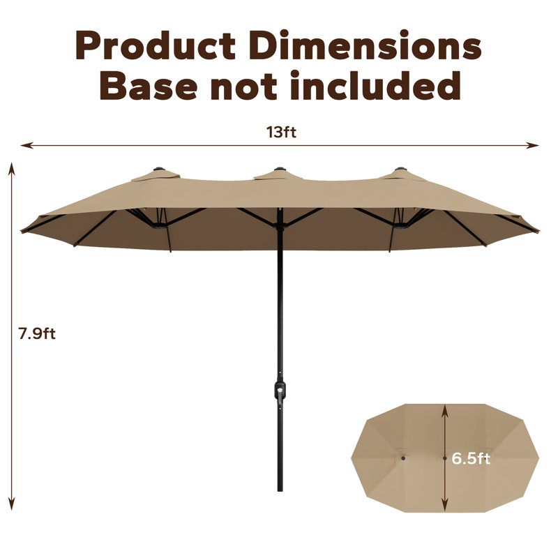 Parasol d'extérieur 13 pi double face, Beige
