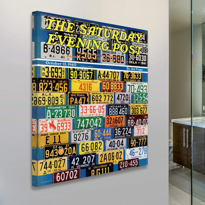 «Licence Plates» par Wilson H. Smith, reproduction sur toile tendue, H 48 po x l 40 po