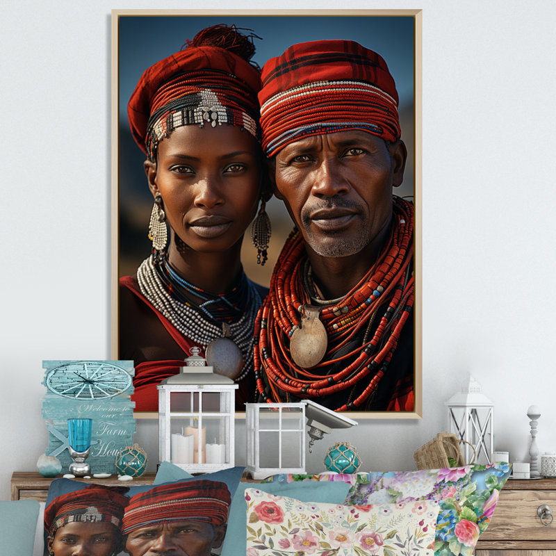 «Lacye African Tribes Masai Tanzanie», reproduction sur toile, H 32 po x l 16 po x P 1 po, Cadre naturel flottant