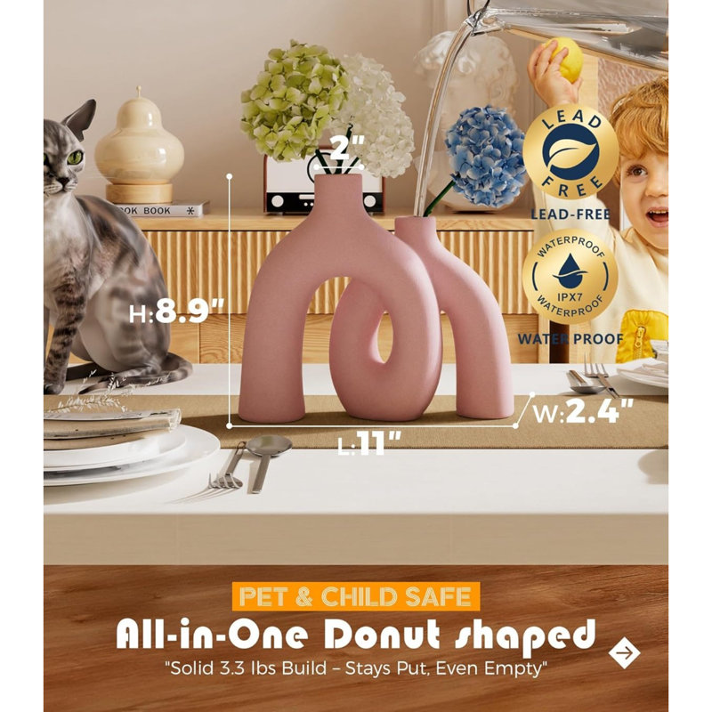 Ensemble de vases Hug Donut, Rose