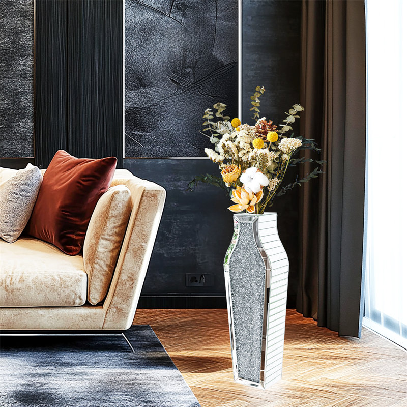 Vase de plancher en cristal argenté