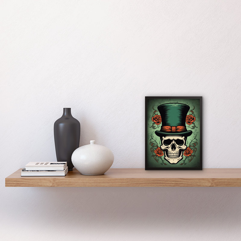 Mizuno Skull Roses And Top Hat Tattoo Ink Body Art Rockabilly Americana - Single Picture Frame Print