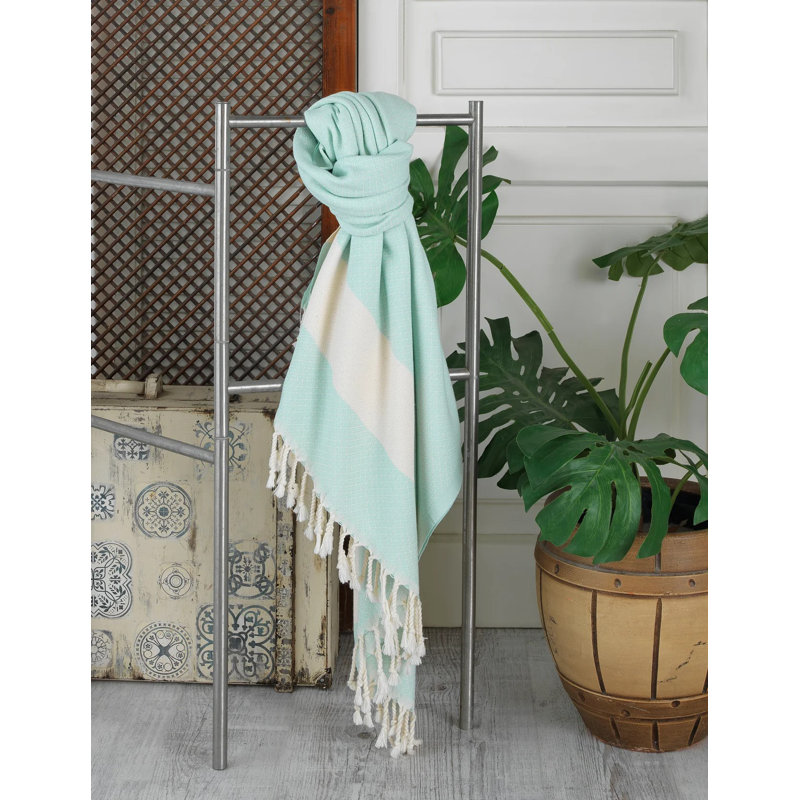Paquet de 2 serviettes de plage turques 100% coton Peshtemal, Bleu clair