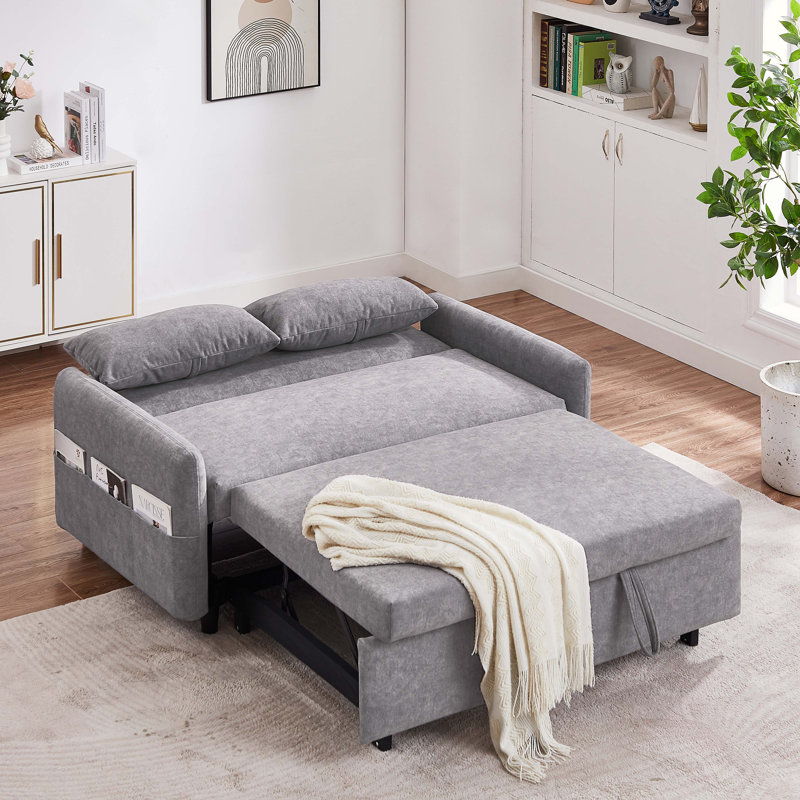Canapé-lit rembourré 55 po Jahidul, Microfibre/microsuède gris