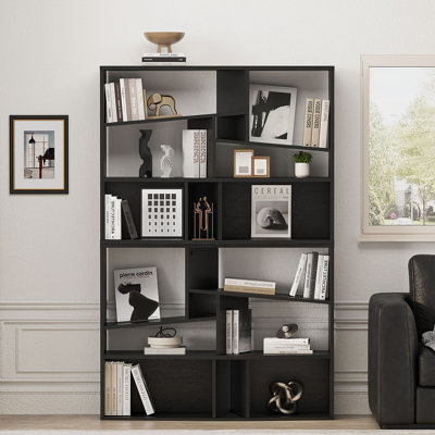 Bibliothèque géométrique à 6 tablettes, 16 cubes, bibliothèque multimédia 