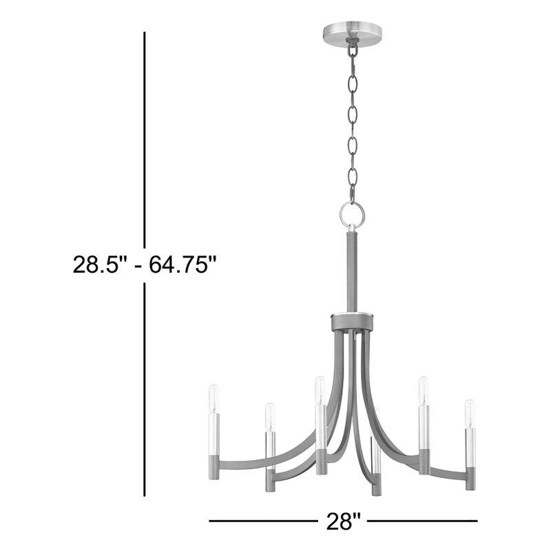 Lustre style chandelier 6 lumières Crumrine, Bronze / laiton antique