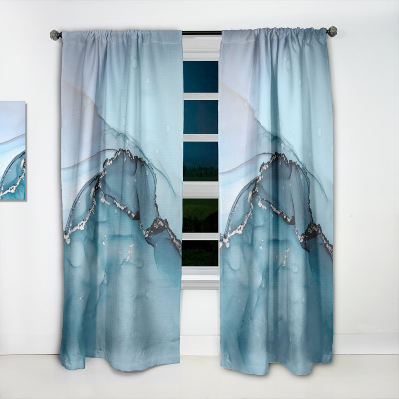 Turquoise liquide Art Universe - rideau en velours moderne - obscurcissant - 1 panneau, L 52 po x L 108 po
