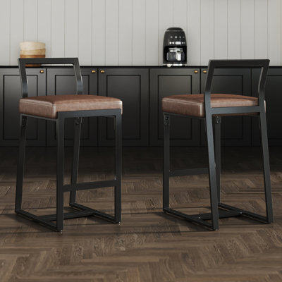 Tabouret de bar moderne avec tabourets de bar rembourrés avec dossier bas et chaises en métal pour cuisine / pub