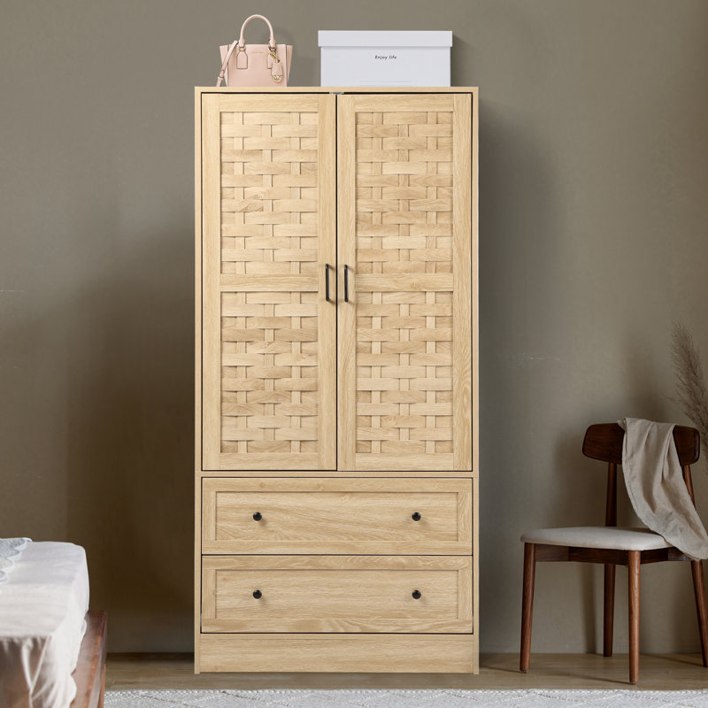 Armoire en bois manufacturé Romond, Naturel