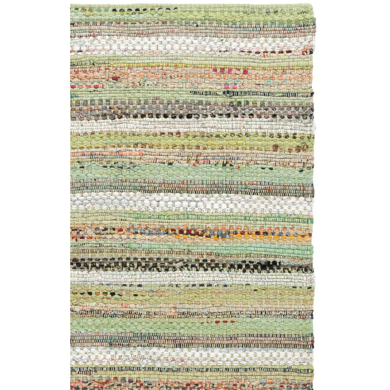 Vesey Hand Woven Cotton Striped Rug, Rectangle 8' x 10'