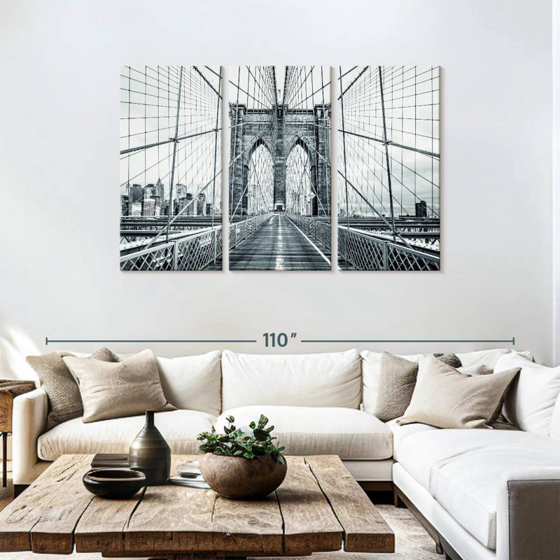 Pont de Brooklyn monochrome, H 48 po x l 74 po