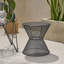 Table d'appoint - Delight d'extérieur, fer, noir mat, silhouette arrondie, 17,65 po Profondeur, largeur, table chic de 18,27 po, fabrication en fer, structure profonde X large et stable