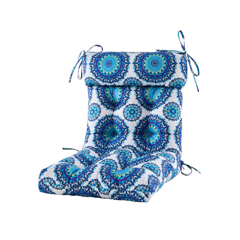 Outdoor 4'' Seat / Back Cushion, Blue/White
