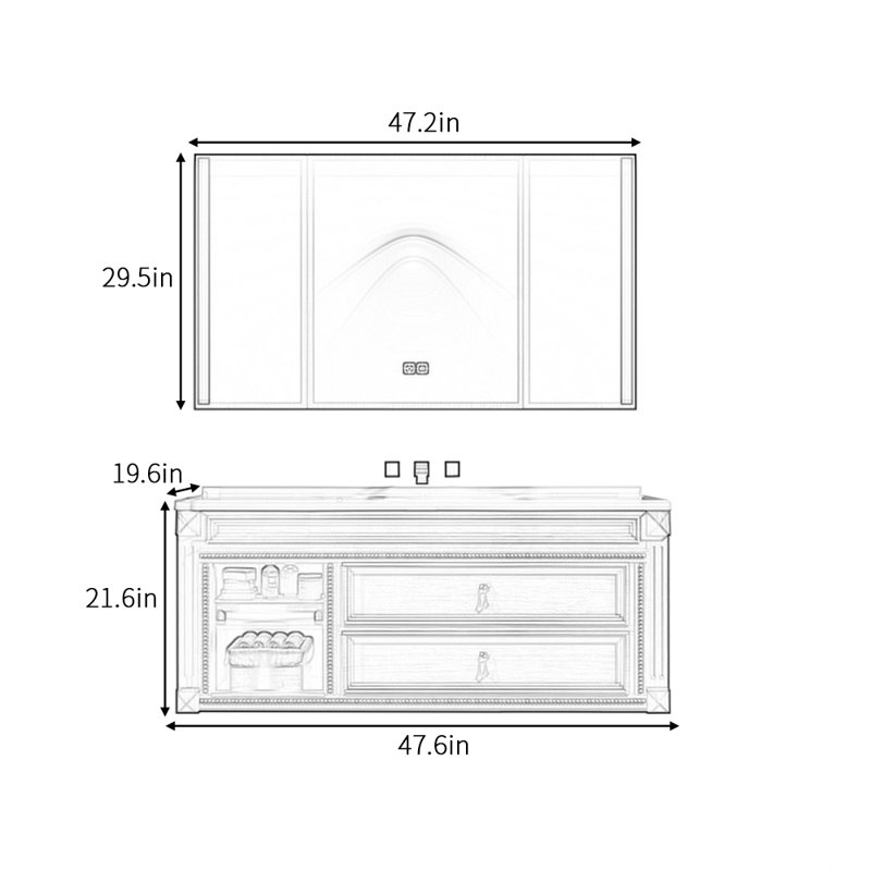 Armoire de salle de bain rétro haut de gamme et simple