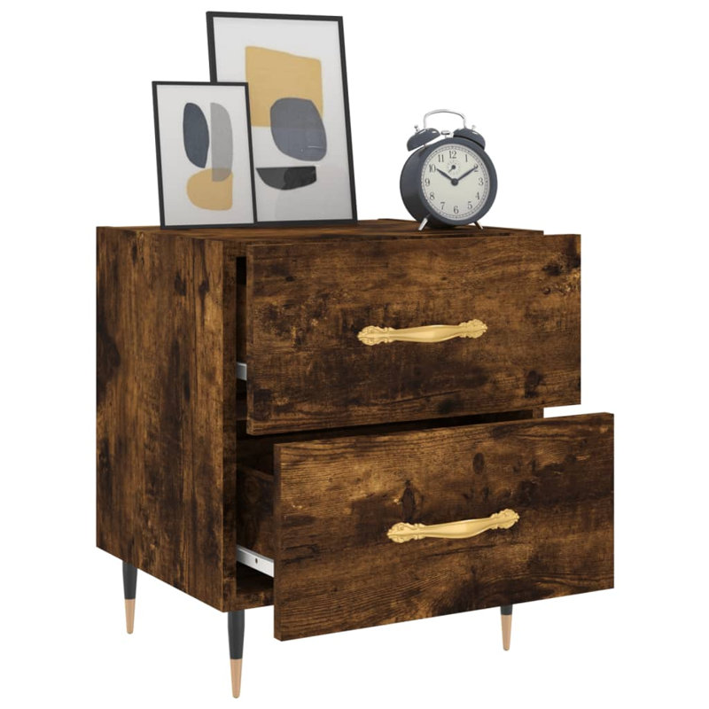 Rydal 40cm W Iron Bedside Table, Individual, Smoked Oak