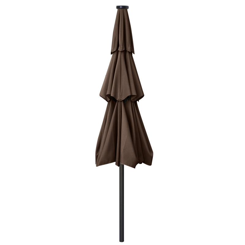 Parasol de marché éclairé Caerphilly, Brun, 106.3" W x  106.3" D