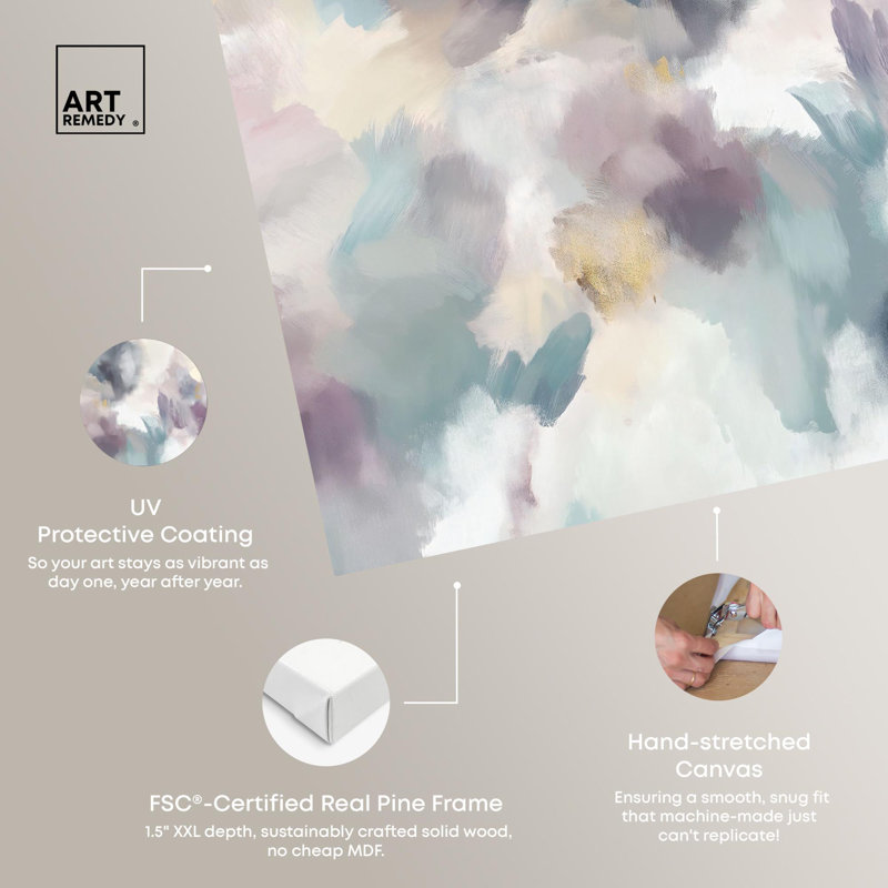 Art Remedy, aquarelle abstraite, reflets dorés, H 16 po x l 20 po, Toile tendue