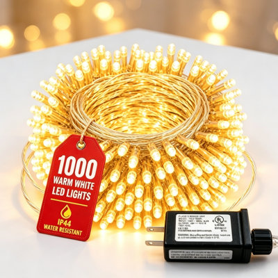 1000 LED 328FT Plug in String Lights Clear Wire Warm White, 8 Modes Christmas String Lights Indoor Outdoor for Bedroom, Twinkle Fairy Light for Wedding Party Home Tree Yard Patio Spring Decor