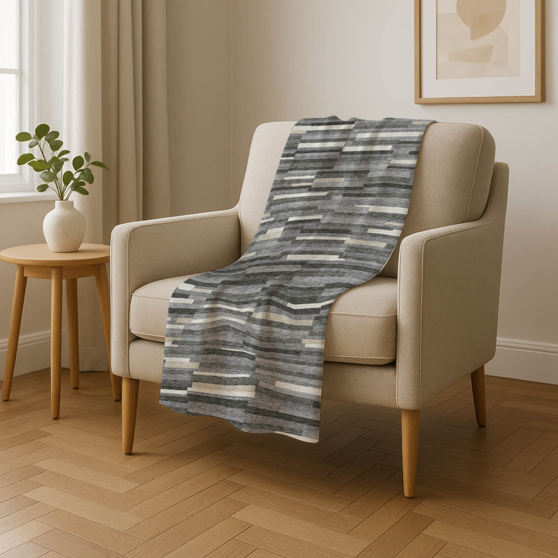 Jeté à rayures Addison Sherpa ASB894, Gris