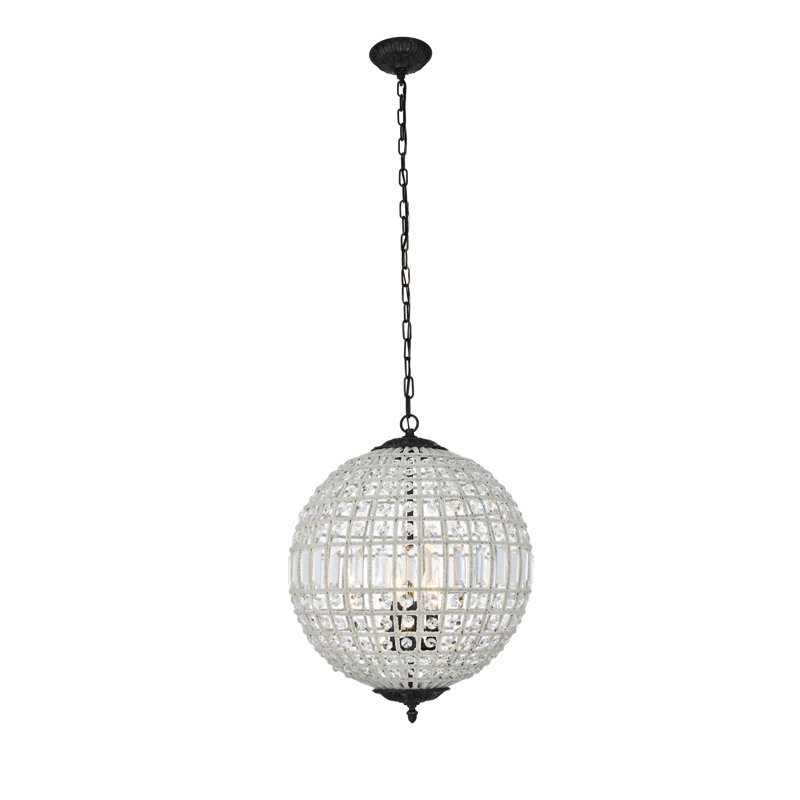 Rola Crystal 5-Light Chandelier, Bronze foncé, Trois lumières