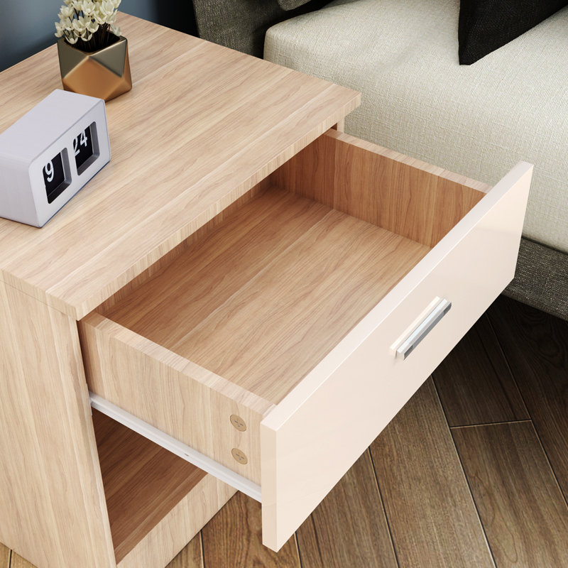 Shovonne Bedside Table, Cream/Oak