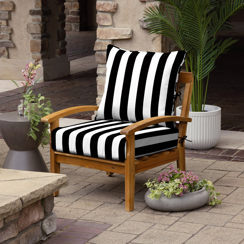 ARDEN Foam Outdoor Deep Seat Cushion Set, 24 x 24, made with ProFoam, Black Cabana Stripe