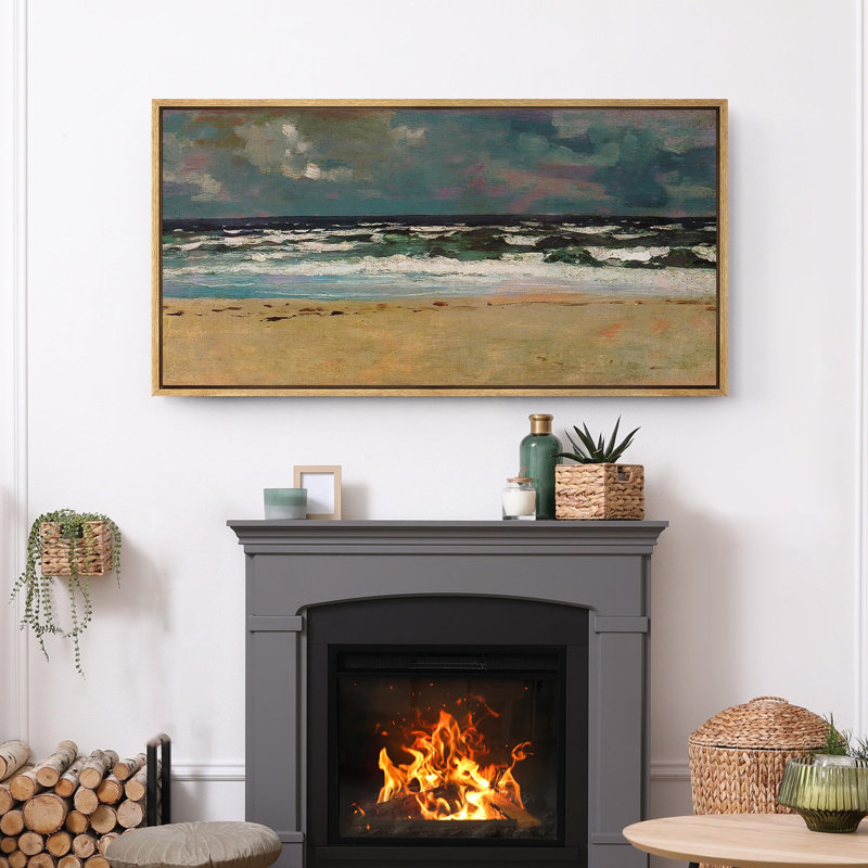 «Coastal Beach Seashore Waves Tranquil Beach Landscape», reproduction d'art sur toile, H 30 po x l 60 po, Naturel